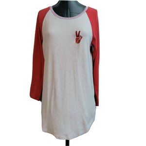 Old Navy Peace Sweater Size S Tall Gray Red Peace Out Super Soft Cotton Shirt